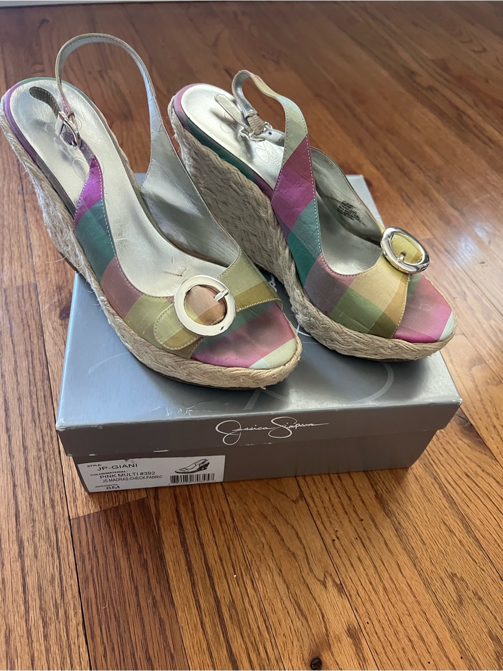 Jessica Simpson Pastel Multicolor Slingback Espadrille Wedges